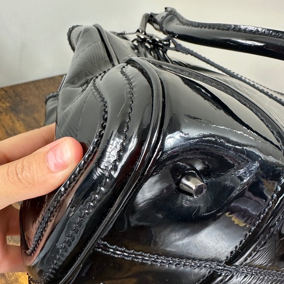 Burberry Black Patent Leather Satchel Handbag Shoulder Bag Made in Italy - Picture 13 of 16